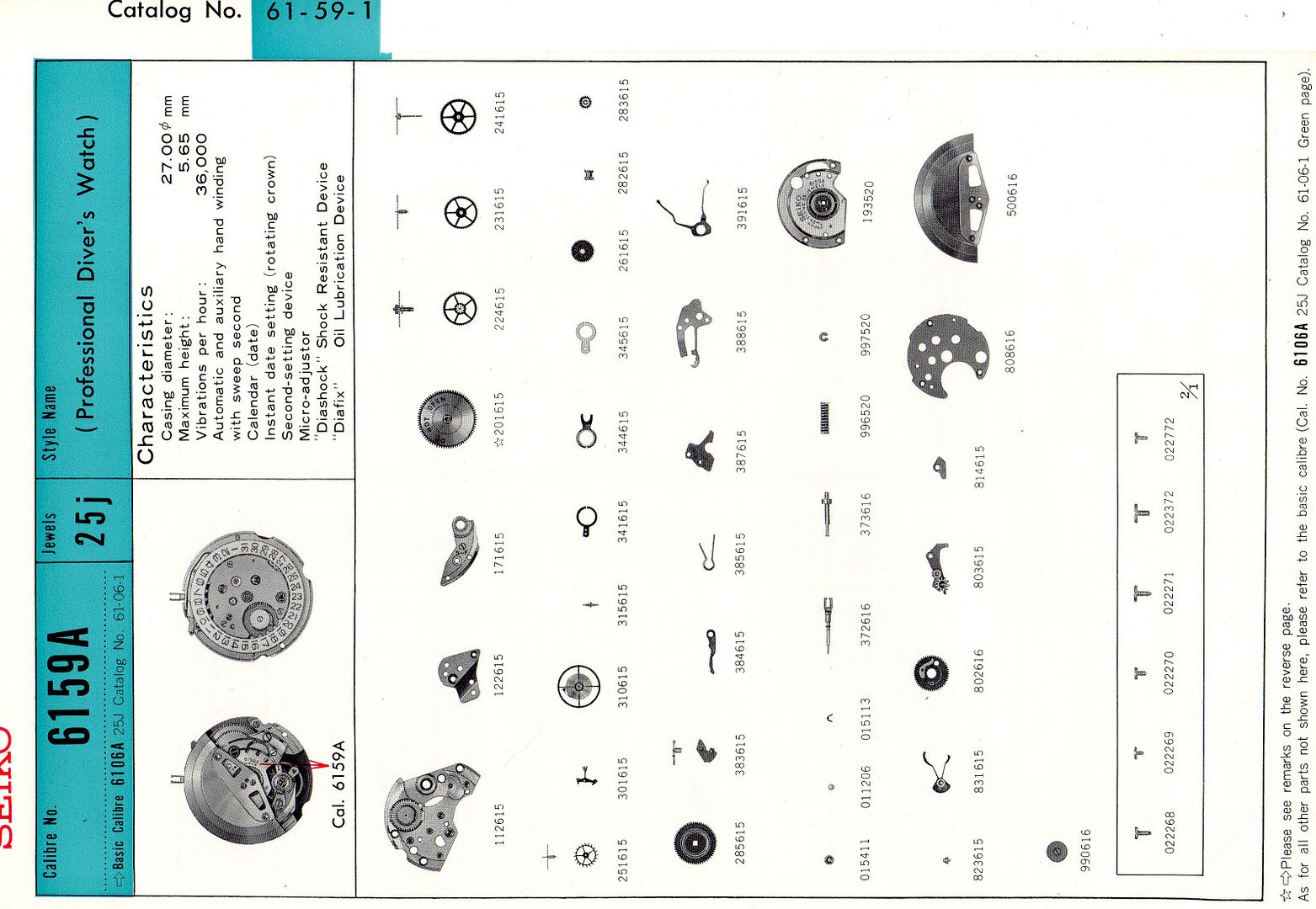 6159-7001 has the 6159A movement, what model......... | The Watch Site
